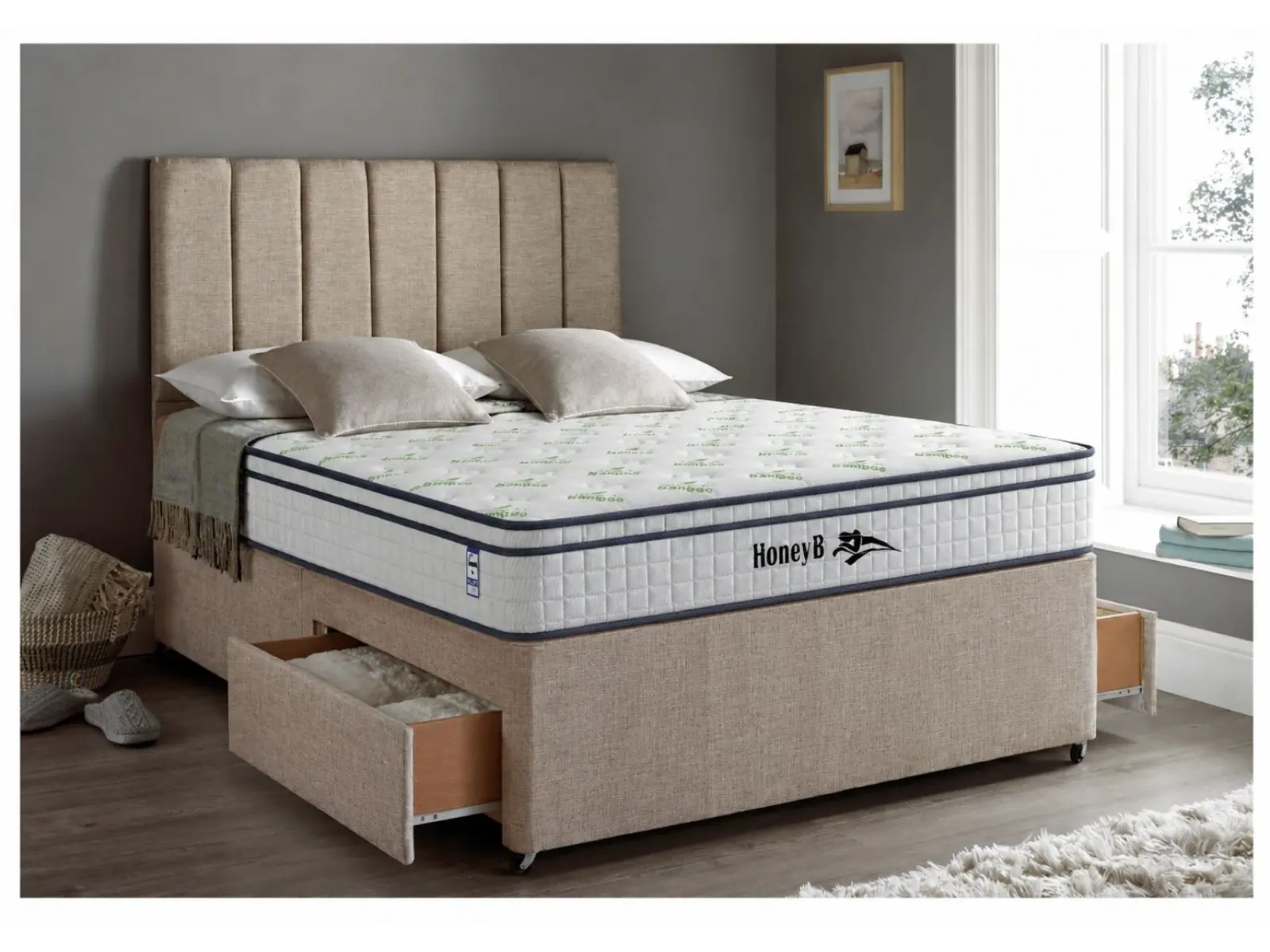 Bamboo Divan Set Inlcudes 2 Drawers (EXCLUDING HEADBOARD)